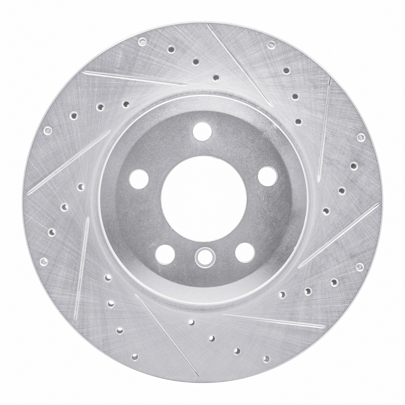 BMW X6 Brake Rotor (1) - Rear Right - R1 Concepts - Drilled & Slotted - Silver - `07-`19